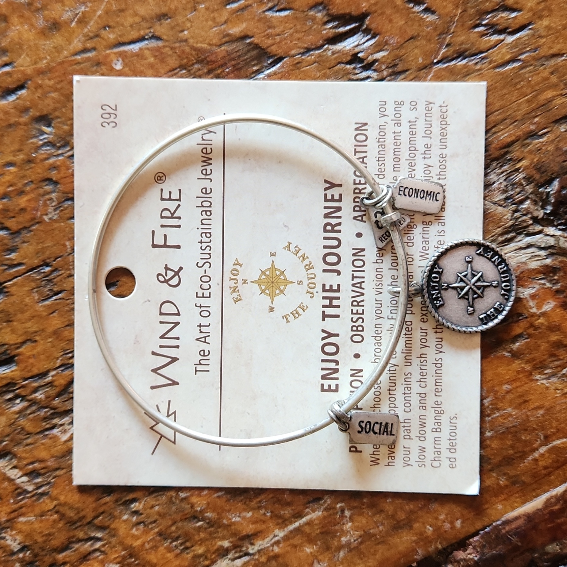 Wind & Fire Bangle Enjoy The Journey Bracelet Silver